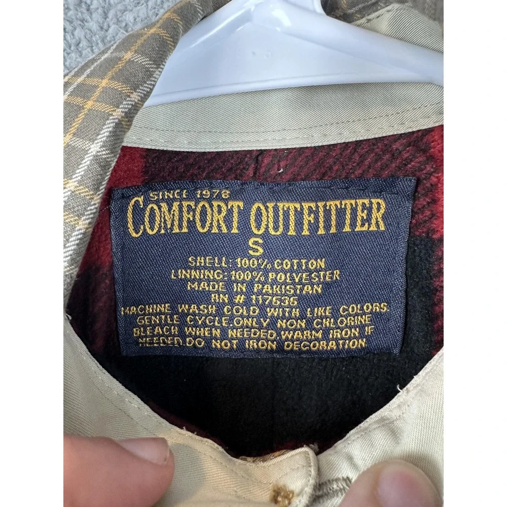 Comfort Outfitter Shirt Mens Small Brown Plaid Flannel Lined Button Up Workwear